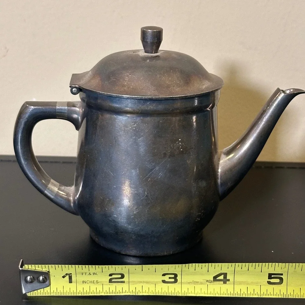 WMF Hotel Germany Silver Plated Teapot 0.30L Engraved Ship Nautical Vintage 5in